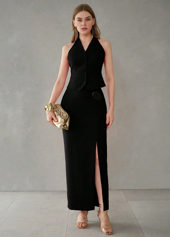 Черная вечерний, кэжуал однотонная юбка SHEIN карандаш