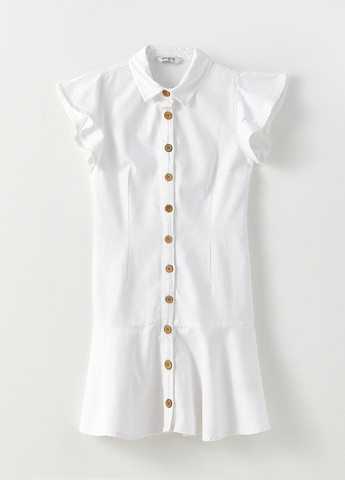 Белое джинсовое платье рубашка LC Waikiki однотонное