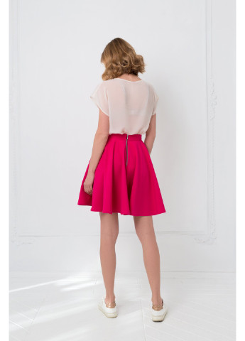 Розовая повседневный однотонная юбка BYURSE клешированная-солнце