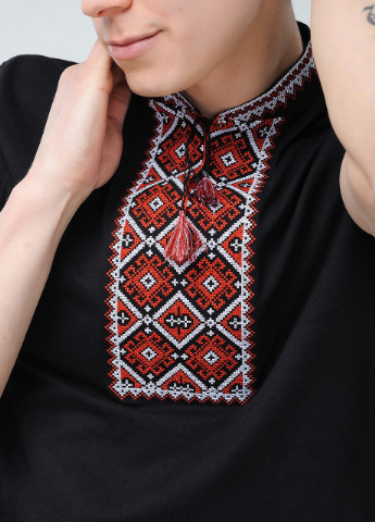 Вышиванка с коротким рукавом Атаманская черная с красным Melanika (249631211)