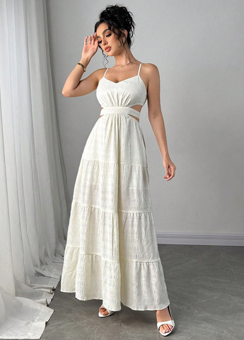 Белое кэжуал платье SHEIN однотонное