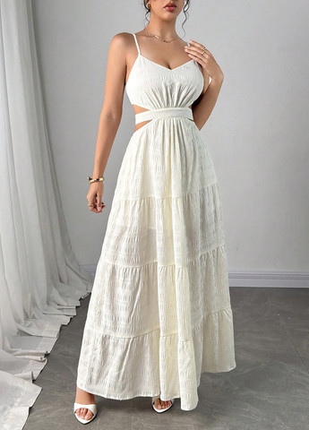 Белое кэжуал платье SHEIN однотонное