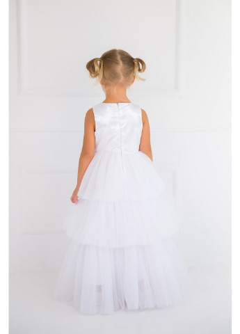 Белое нарядное платье для девочки трехслойное белое Color Dreams (196894637)