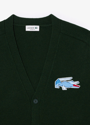Темно-зеленый демисезонный кардиган Lacoste