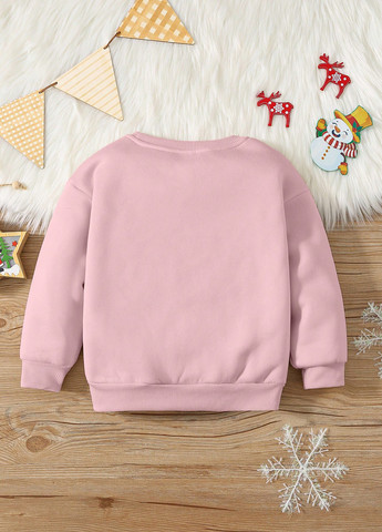 SHEIN свитшот новогодний розовый кэжуал полиэстер, трикотаж