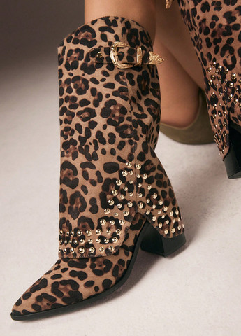 Осенние сапоги казаки SHEIN с пряжкой, с камнями