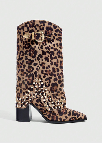 Осенние сапоги казаки SHEIN с пряжкой, с камнями