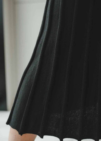 Черная кэжуал однотонная юбка Fashion плиссе