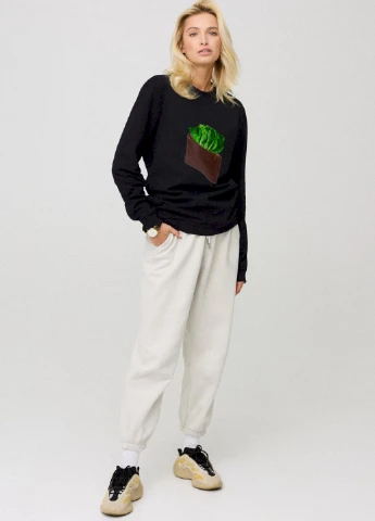 Черный світшот жіночий oversize /no flis/ YAPPI (254658572)