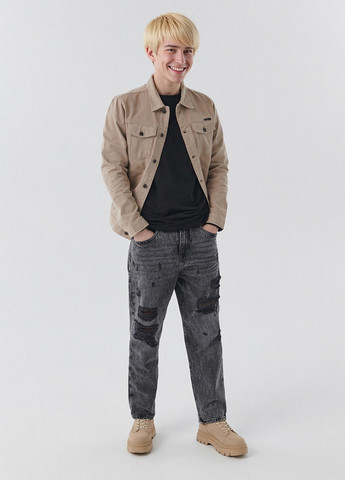 Серые демисезонные зауженные джинсы Cropp