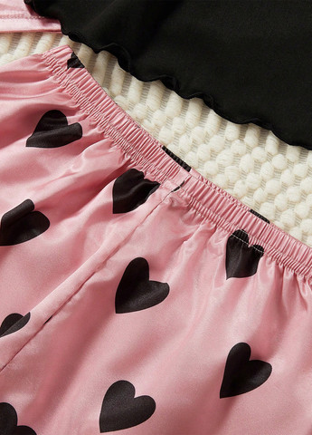 Рожева всесезон піжама (сорочка, майка, штани) сорочка + топ + брюки SHEIN