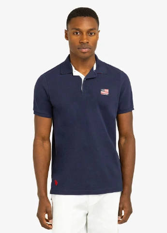 Синяя футболка-поло для мужчин U.S. Polo Assn. однотонная