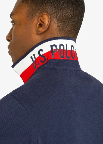 Синяя футболка-поло для мужчин U.S. Polo Assn. однотонная