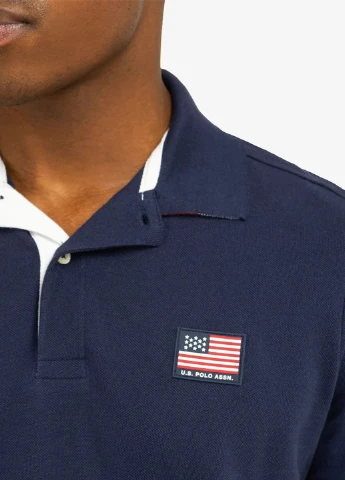 Синяя футболка-поло для мужчин U.S. Polo Assn. однотонная