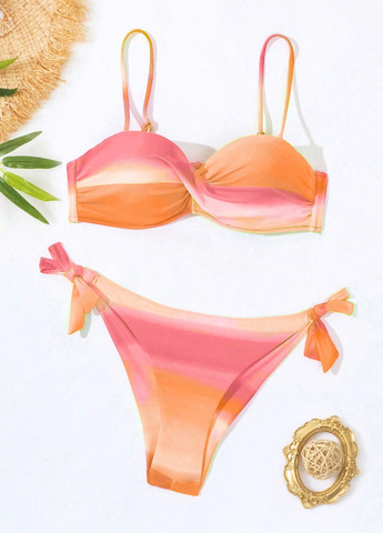 Помаранчевий літній купальник роздільний SHEIN