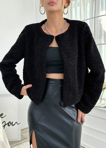 Черный женский жакет SHEIN однотонный - демисезонный