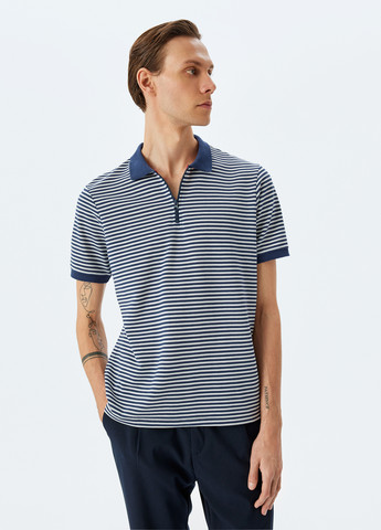 Темно-синяя футболка-поло для мужчин KOTON в полоску