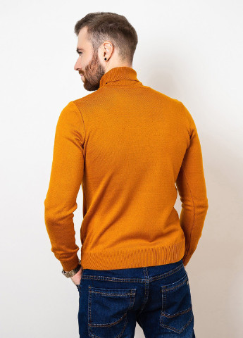 Горчичный демисезонный свитер мужской джемпер ISSA PLUS GN4-57