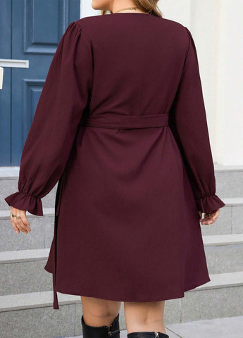 Вишнева кежуал сукня на запах SHEIN однотонна