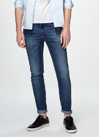 Синие демисезонные со средней талией джинсы Selected