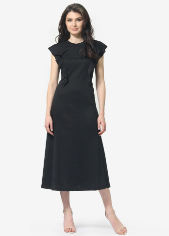 Черное кэжуал платье клеш FEM однотонное