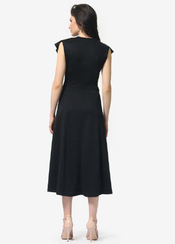 Чорна кежуал сукня, сукня кльош FEM однотонна