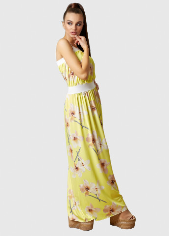Желтое кэжуал платье клеш ST-Seventeen с цветочным принтом