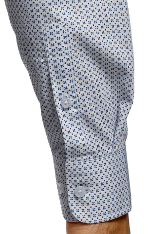Белая кэжуал рубашка с геометрическим узором Oodji с длинным рукавом