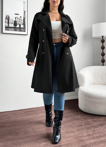 Плащ SHEIN на пуговицах демисезон (344465997)