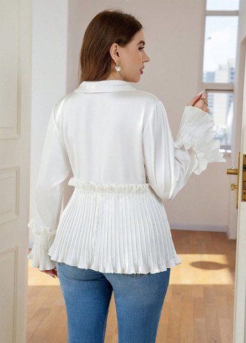 Белая блуза с баской SHEIN