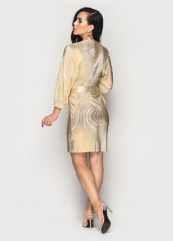 Золотой коктейльное платье футляр Larionoff однотонное