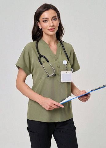 Хаки блуза SHEIN