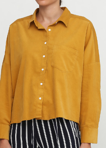 Желтая кэжуал рубашка однотонная Stradivarius