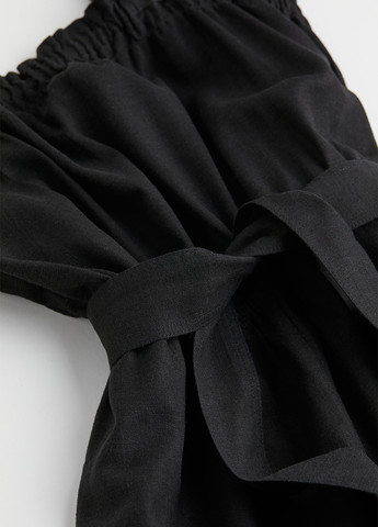 Комбінезон H&M комбінезон-брюки однотонний чорний кежуал віскоза, льон