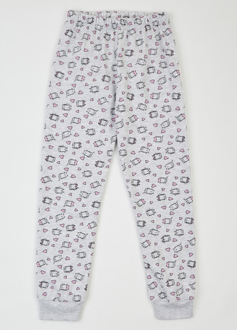 Серая зимняя пижама (лонгслив, брюки) Фламинго