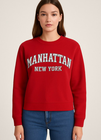 Красный свитшот H&M надпись без декора (369277931)