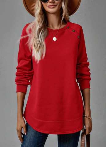 Червоний світшот SHEIN однотонний гудзики (365781890)