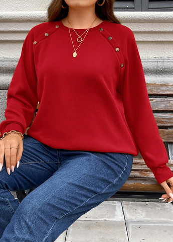 Червоний світшот SHEIN однотонний гудзики (365781890)