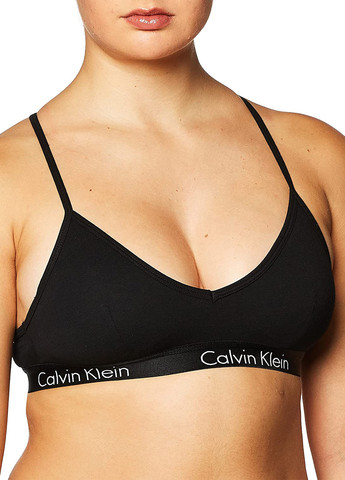 Чёрный бралетт бюстгальтер Calvin Klein без косточек хлопок, трикотаж