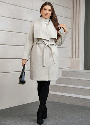 Айворі демісезонне Пальто двобортне SHEIN