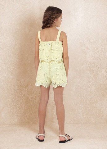 Светло-желтый летний костюм (топ, шорты) SHEIN