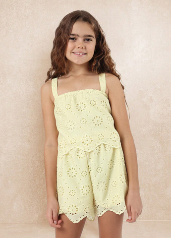 Светло-желтый летний костюм (топ, шорты) SHEIN