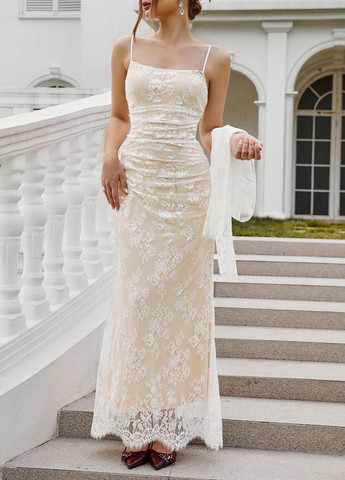 Молочна святковий, вечірня сукня силуетна SHEIN однотонна