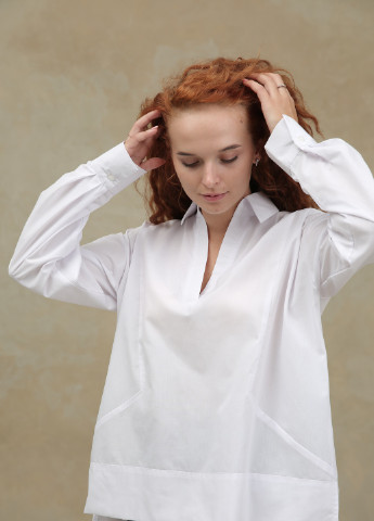 Біла дизайнерська сорочка - туніка геометричного крою INNOE Белая блуза
