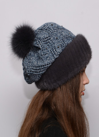 Жіноча зимова норкова шапка з бубоном Меховой Стиль ажур (199007410)