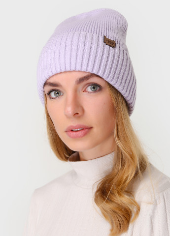 Тепла зимова кашемірова жіноча шапка з відворотом без підкладки 500012 DeMari (244712818)