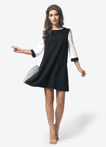 Черно-белое кэжуал платье а-силуэт Agata Webers с геометрическим узором