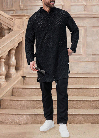 Черный демисезонный костюм (рубашка, брюки) брючный SHEIN