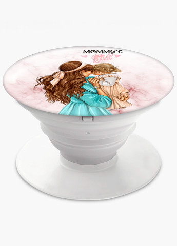 Попсокет (Popsockets) держатель для смартфона Мама с дочерью (Mom with daughter) (8754-1375) Черный MobiPrint (216748364)