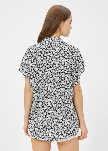 Черно-белая повседневный рубашка с цветами KOTON